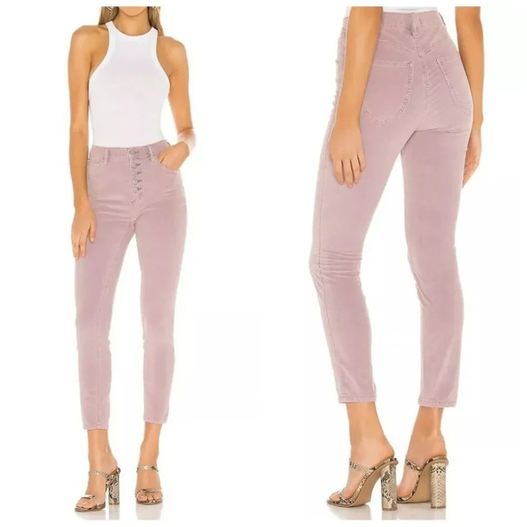 Free People Women's Sun Chaser Corduroy Skinny Ankle Jeans In Frosted Lilac - Picture 1 of 11